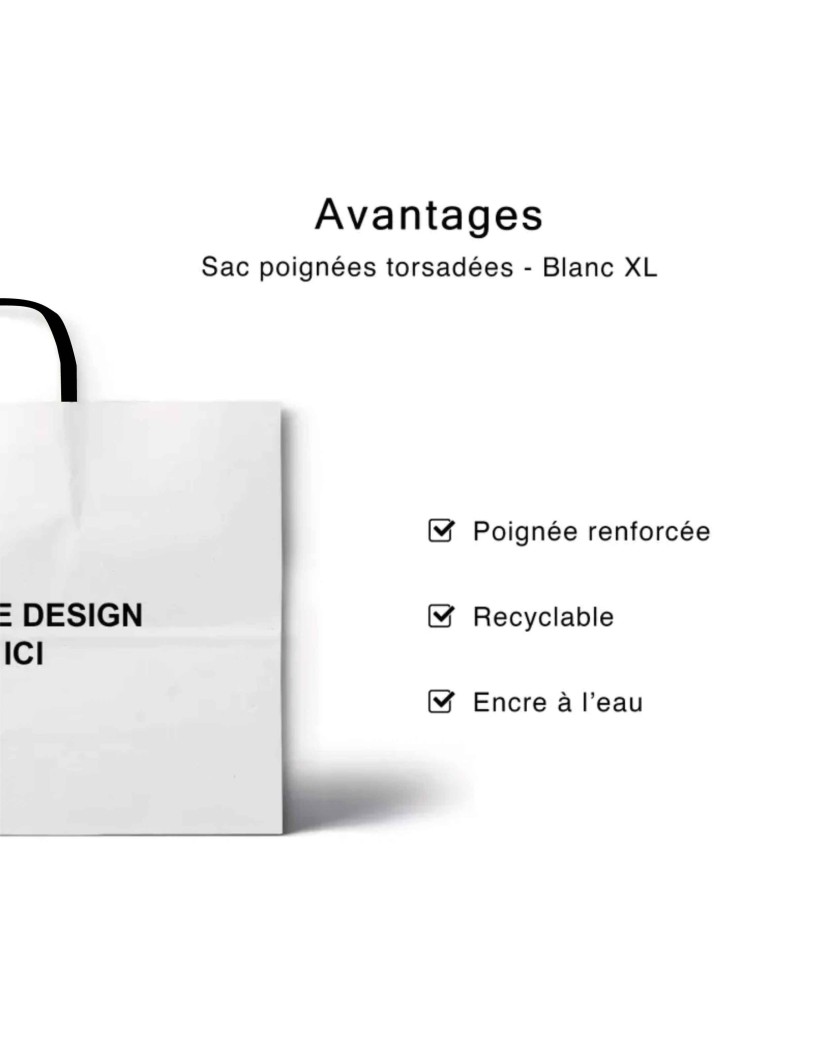 TAS MET ZWART GEDRAAID HANDVAT - WIT XL (50x18x39cm)