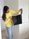 Bolsa de tela negra personalizada, barata y ecológica