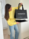 Bolsa de tela negra personalizada, barata y ecológica