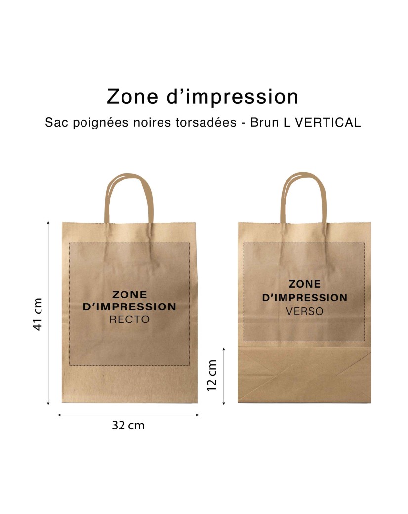 Bolsas de asas retorcidas - Kraft L VERTICAL (32x12x41cm)