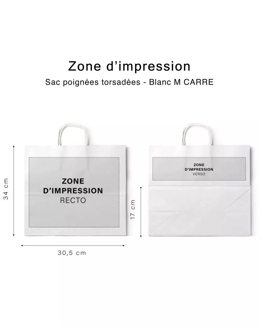 Bolsas de asas negras retorcidas - Blanco M CUADRADO (30,5x17x34cm)
