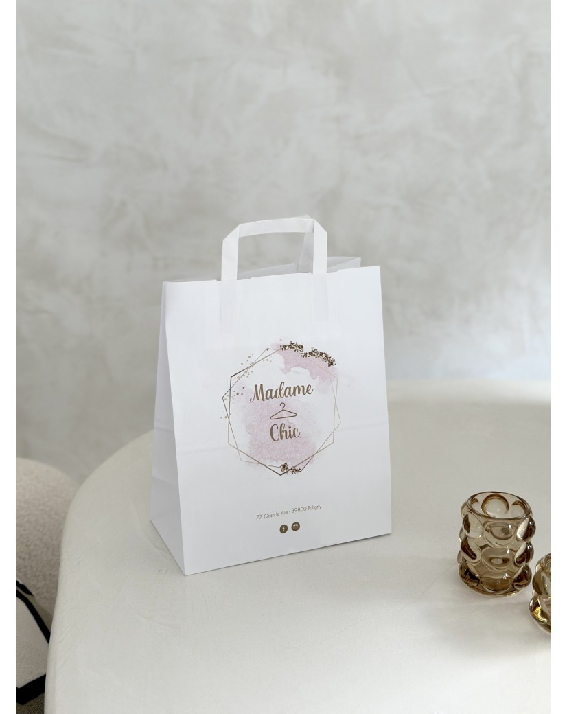 Chronopack Sacs poignées plates papier blanc M
