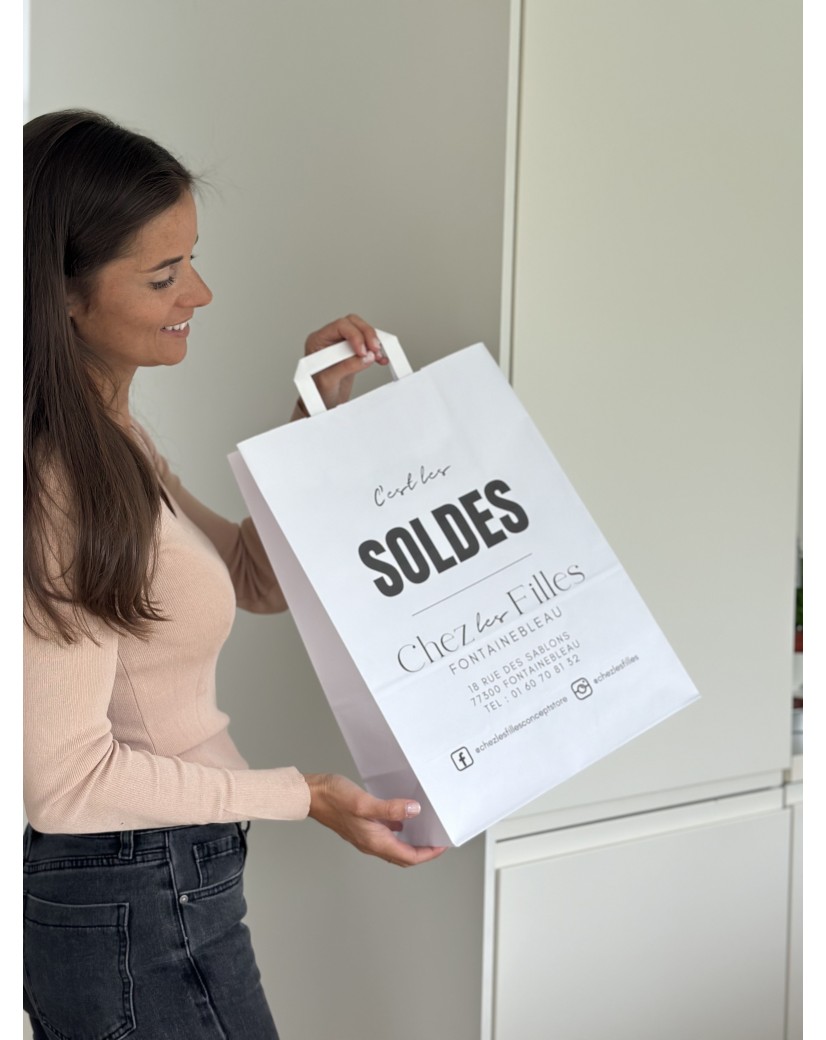 Flat Handle Bags – White L (32x16x44cm)
