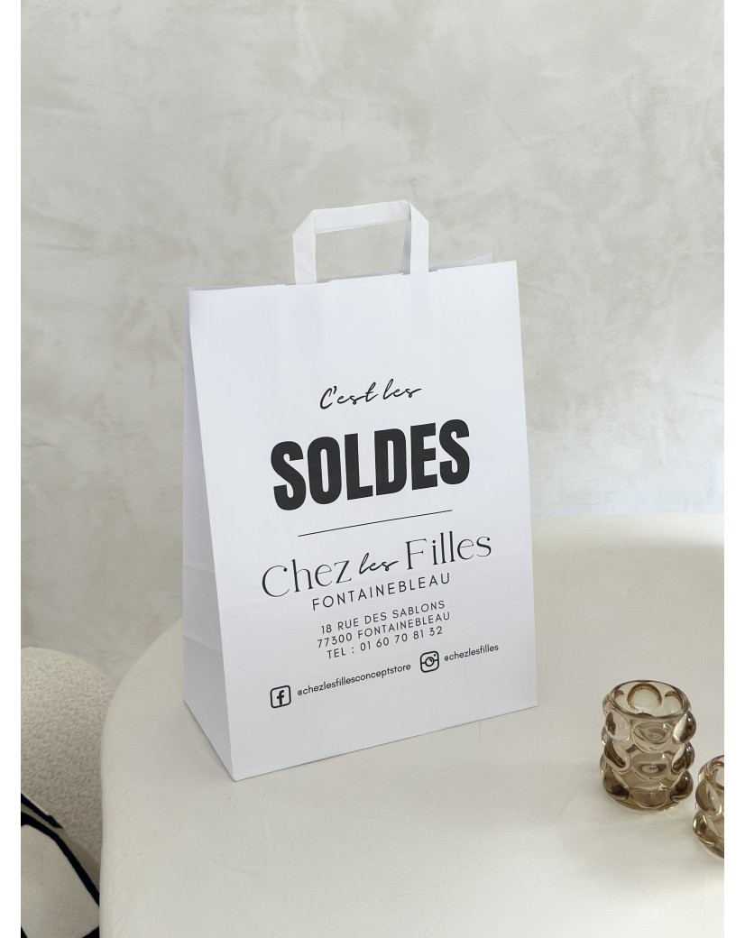 Flat Handle Bags – White L (32x16x44cm)