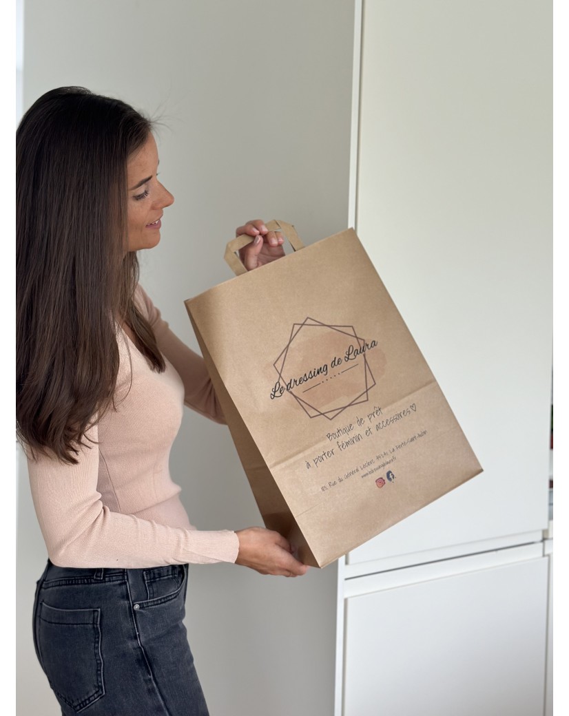Sac Kraft L Poignées Plates – Grand Format, Visibilité Assurée
