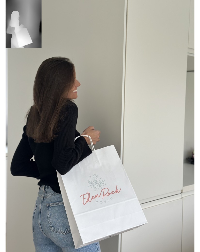 TAS MET GEDRAAID HANDVAT - WIT L VERTIKAAL (32x12x41cm)
