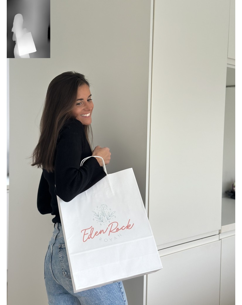 TAS MET GEDRAAID HANDVAT - WIT L VERTIKAAL (32x12x41cm)