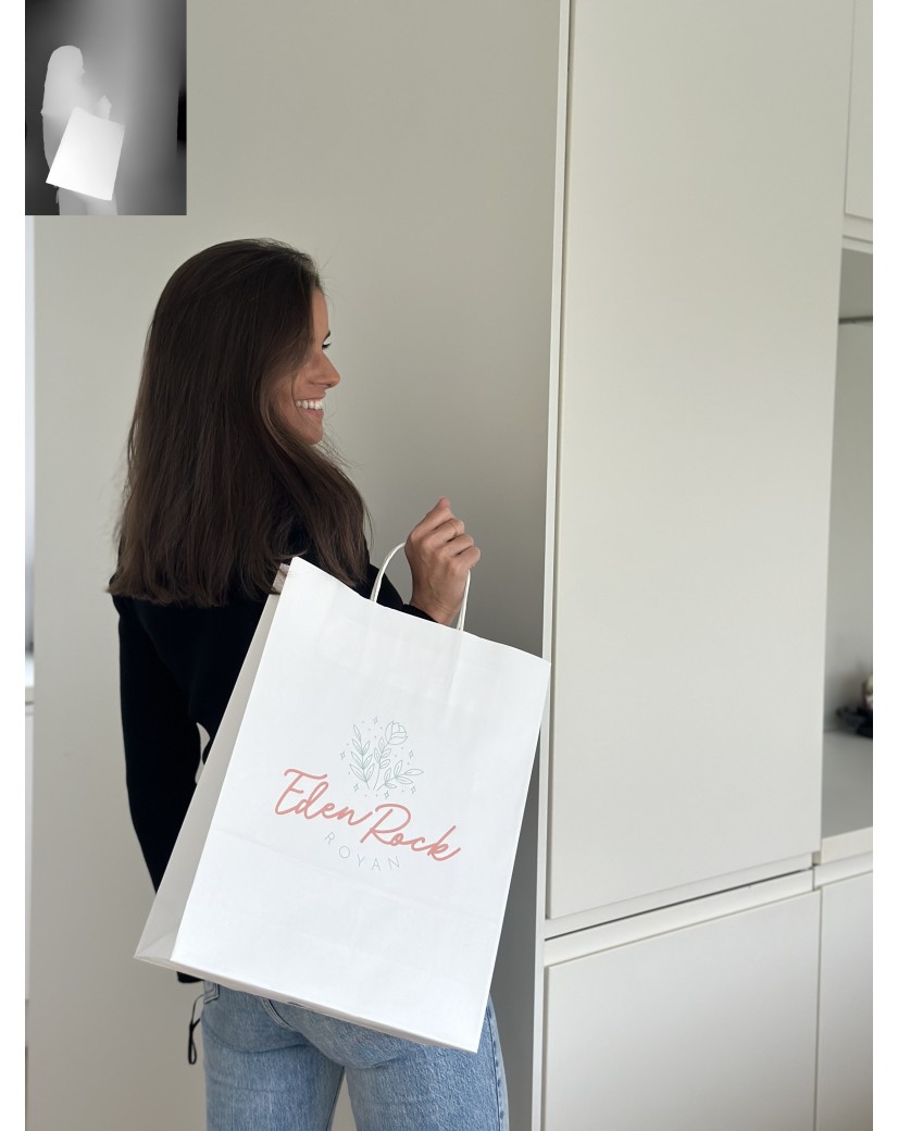 TAS MET GEDRAAID HANDVAT - WIT L VERTIKAAL (32x12x41cm)
