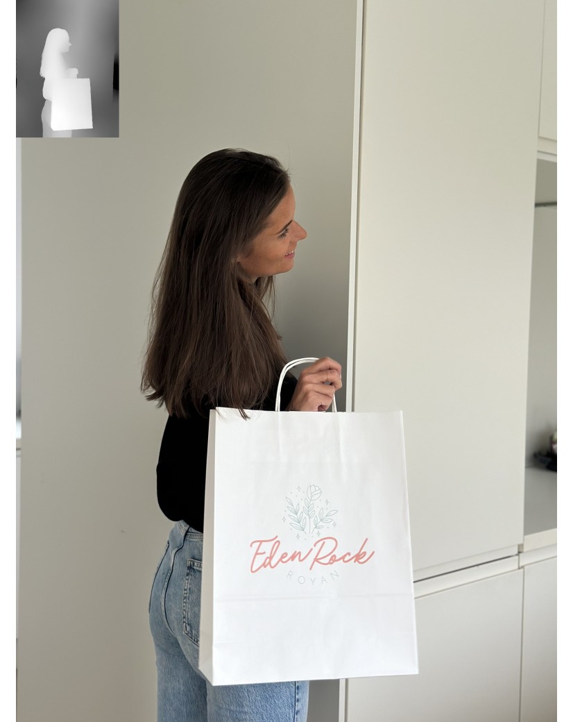 TAS MET GEDRAAID HANDVAT - WIT L VERTIKAAL (32x12x41cm)