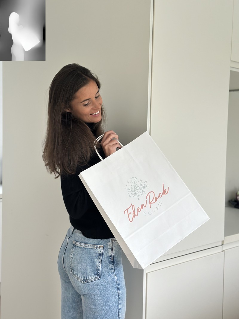 TAS MET GEDRAAID HANDVAT - WIT L VERTIKAAL (32x12x41cm)