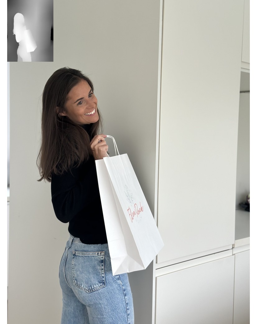 TAS MET GEDRAAID HANDVAT - WIT L VERTIKAAL (32x12x41cm)