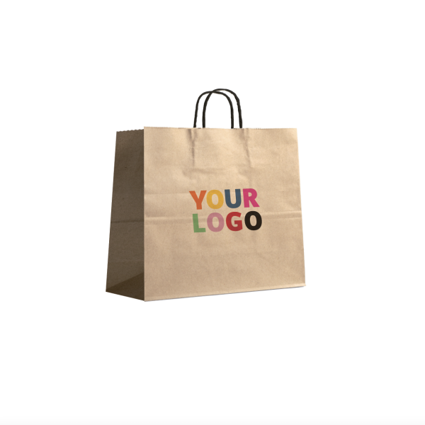 Sac Kraft M Carré Poignées Noires – Votre Logo Au Carré