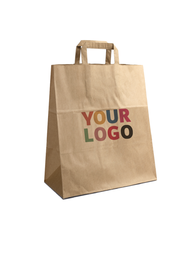 Sac Kraft L Poignées Plates – Grand Format, Visibilité Assurée