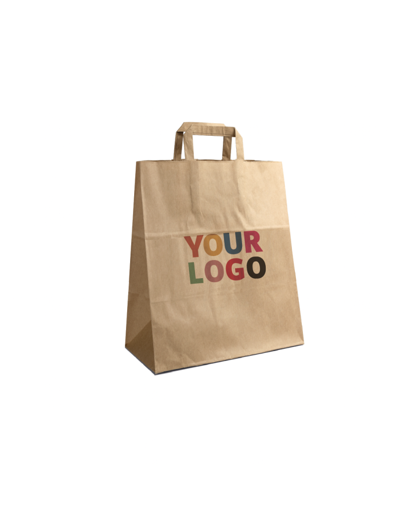 Sac Kraft L Poignées Plates – Grand Format, Visibilité Assurée