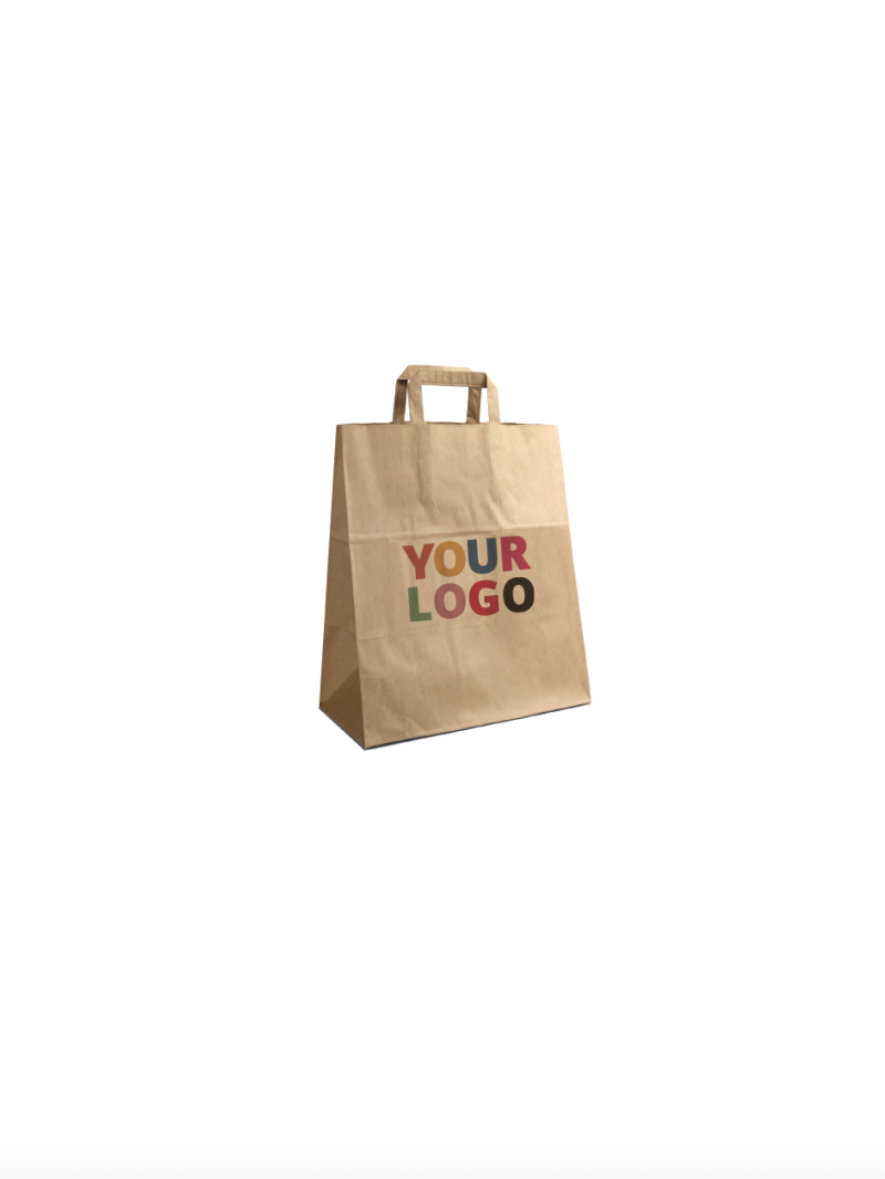 Bolsa kraft S asas planas – Pequeña, práctica y personalizable