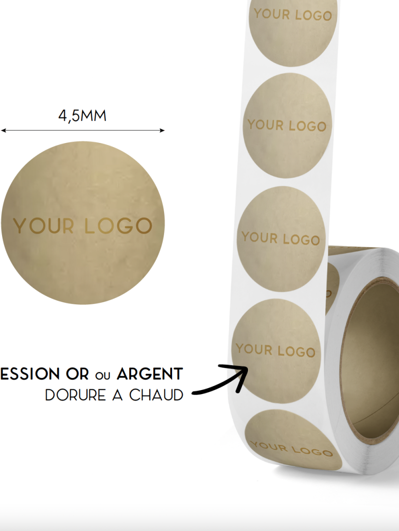 Sticker Rond 4,5cm - Mat goud (logo goud/zilver)