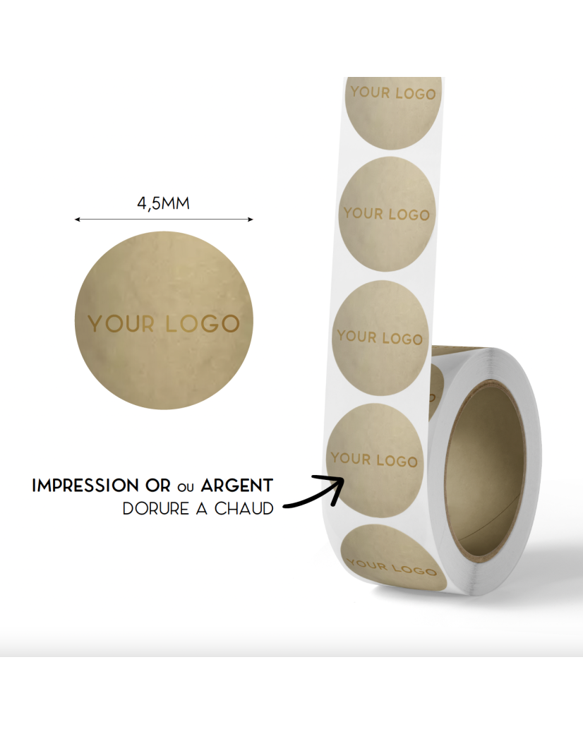 Sticker Rond 4,5cm - Mat goud (logo goud/zilver)