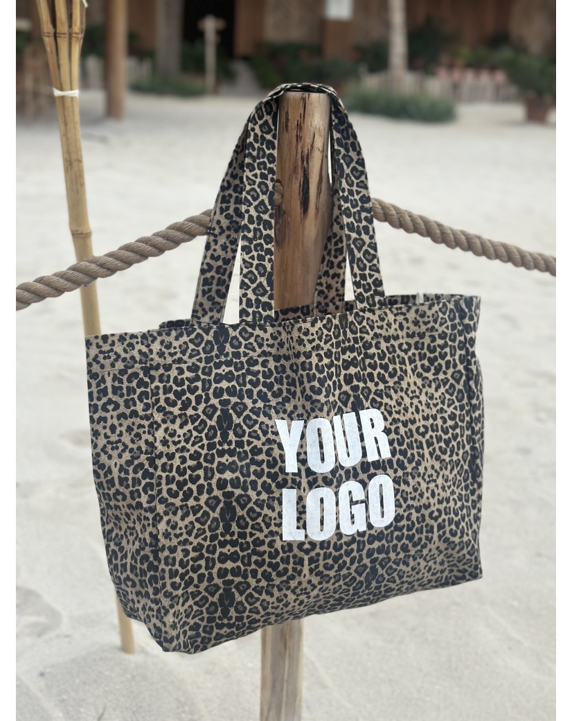 SAC COTON "NANCY" - LÉOPARD DARK 🖤 (43x15x36 cm)