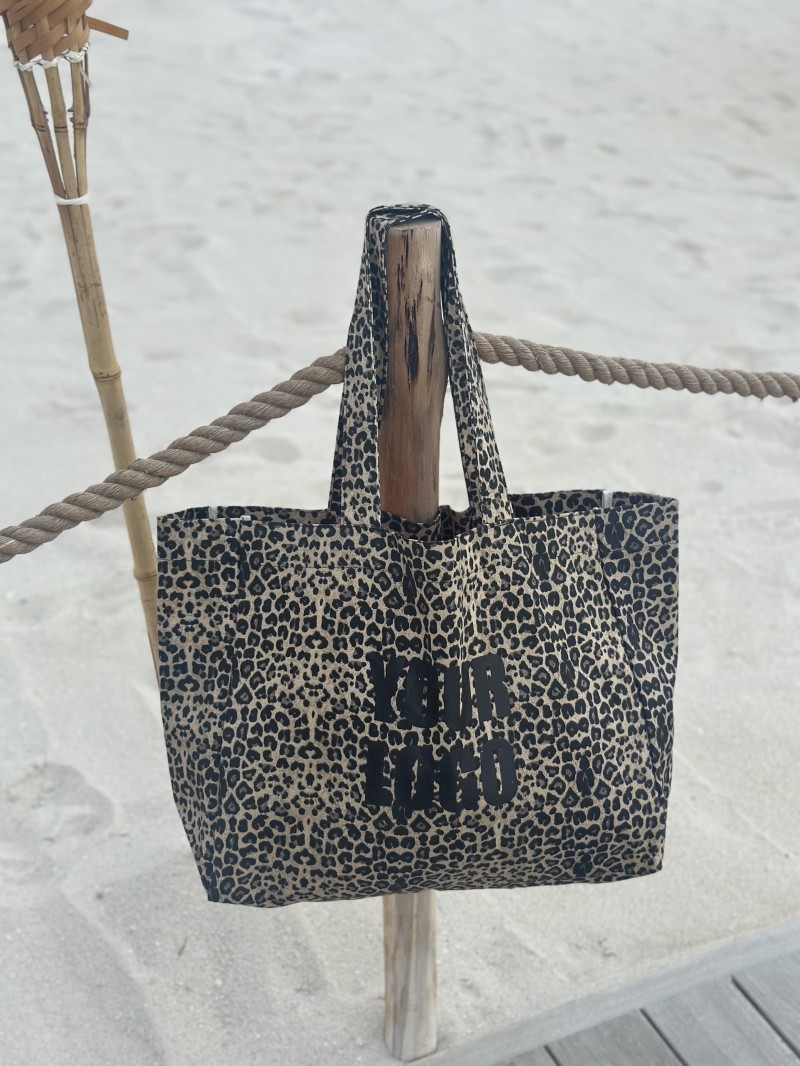 SAC COTON "NANCY" - LÉOPARD DARK 🖤 (43x15x36 cm)