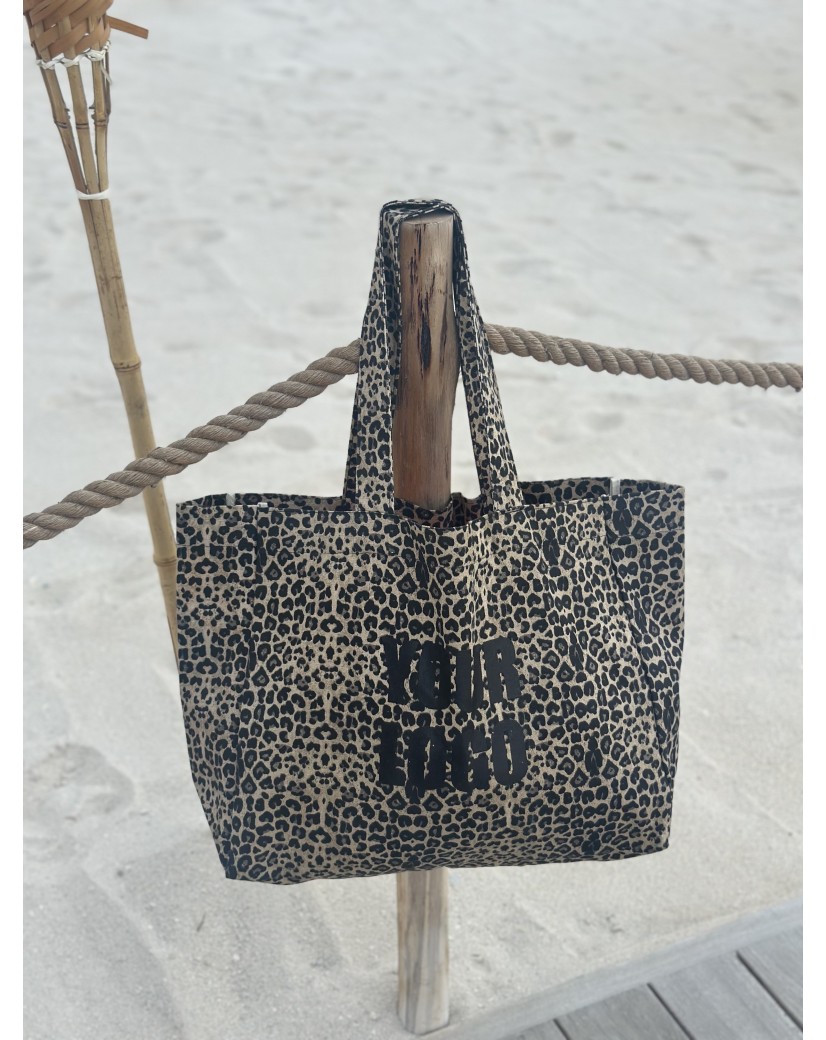 SAC COTON "NANCY" - LÉOPARD DARK 🖤 (43x15x36 cm)