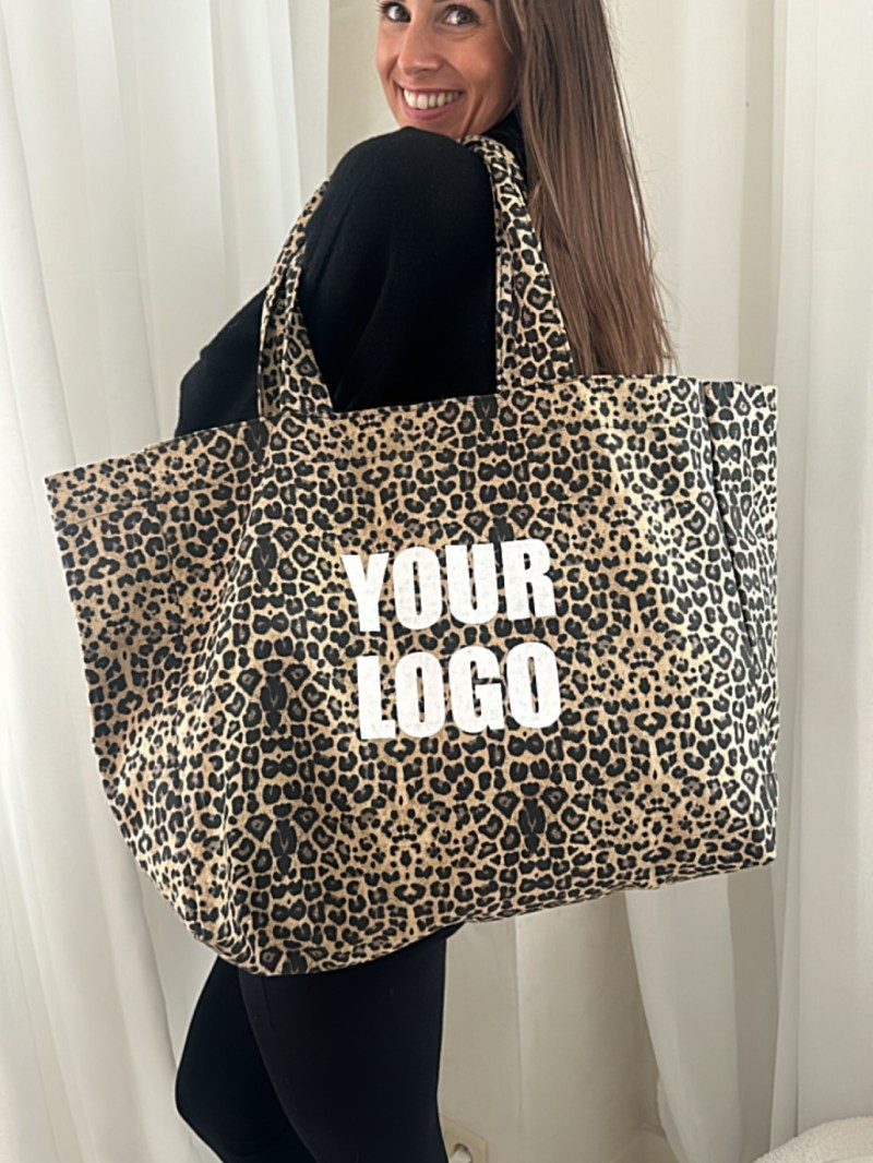 SAC COTON "NANCY" - LÉOPARD DARK 🖤 (43x15x36 cm)