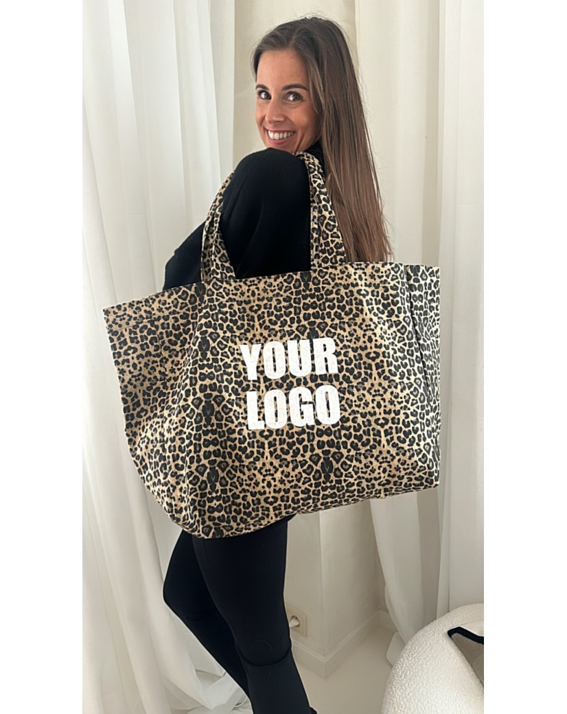 SAC COTON "NANCY" - LÉOPARD DARK 🖤 (43x15x36 cm)