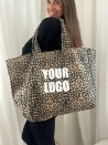 SAC COTON "NANCY" - LÉOPARD DARK 🖤 (43x15x36 cm)