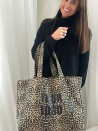 SAC COTON "NANCY" - LÉOPARD DARK 🖤 (43x15x36 cm)