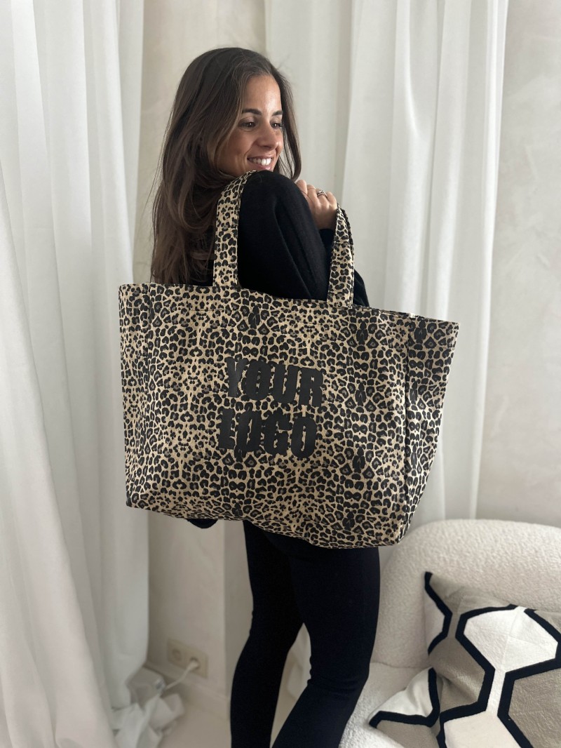 SAC COTON "NANCY" - LÉOPARD DARK 🖤 (43x15x36 cm)