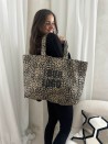 SAC COTON "NANCY" - LÉOPARD DARK 🖤 (43x15x36 cm)