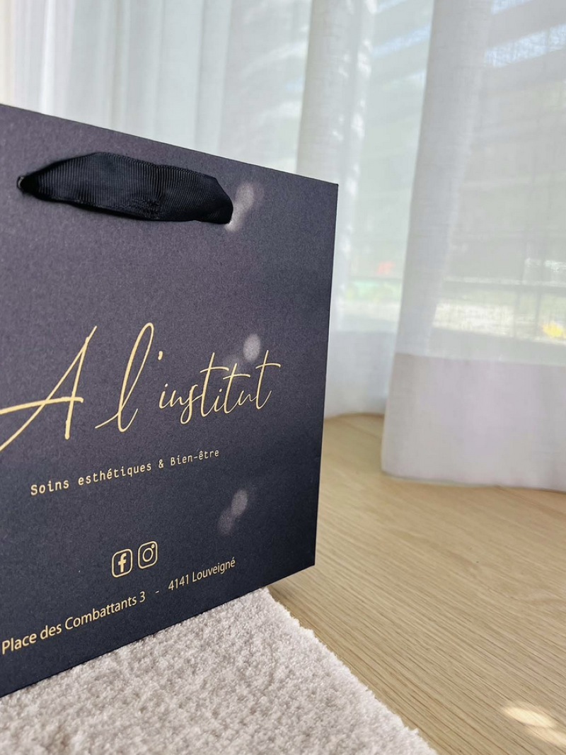 Luxe zwarte papieren tas - Handvat Zwart Lint - XS (16x8x16 cm)