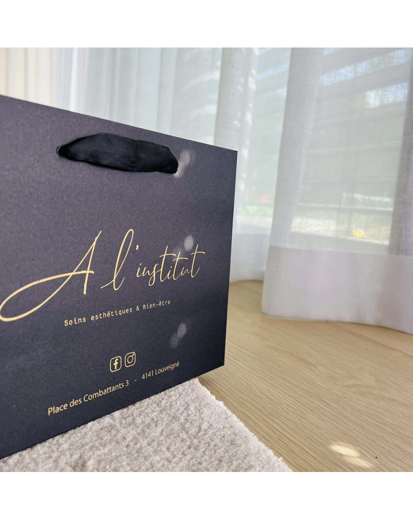Luxe zwarte papieren tas - Handvat Zwart Lint - XS (16x8x16 cm)