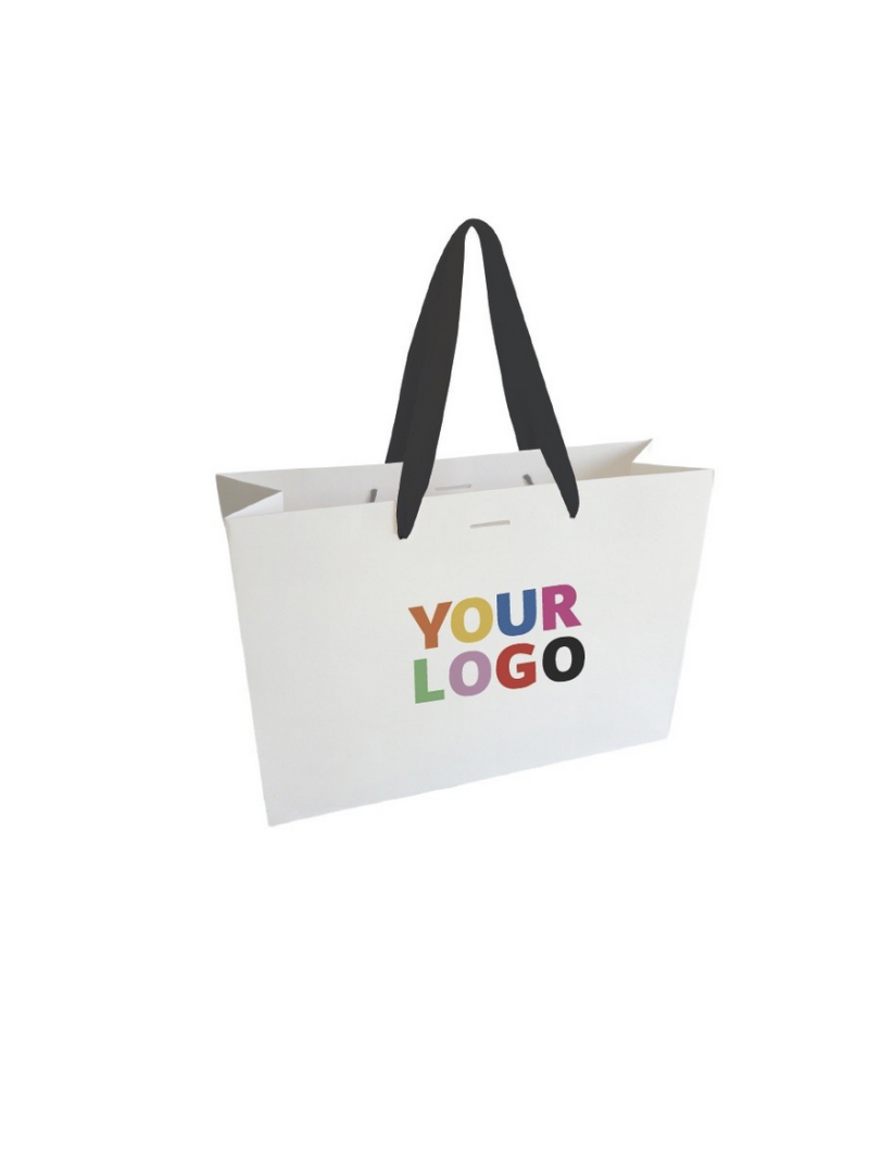 Sac papier Luxe Express- Blanc M (35x12x25cm)