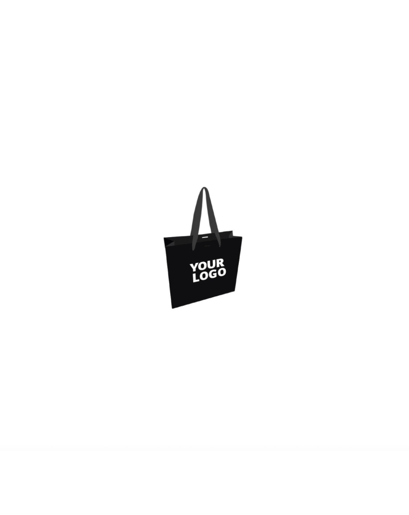 Luxe zwarte papieren tas - Handvat Zwart Lint - XS (16x8x16 cm)