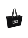 Luxe zwarte papieren tas - Handvat Zwart Lint - M (35x12x25 cm)
