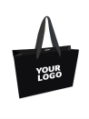 Luxe zwarte papieren tas - Handvat Zwart Lint - L (45x14x35 cm)