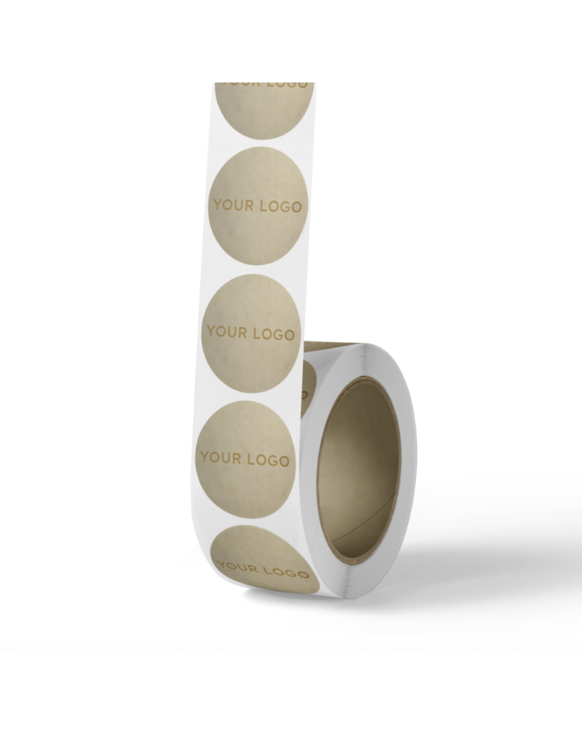 Sticker Rond 4,5cm - Mat goud (logo goud/zilver)
