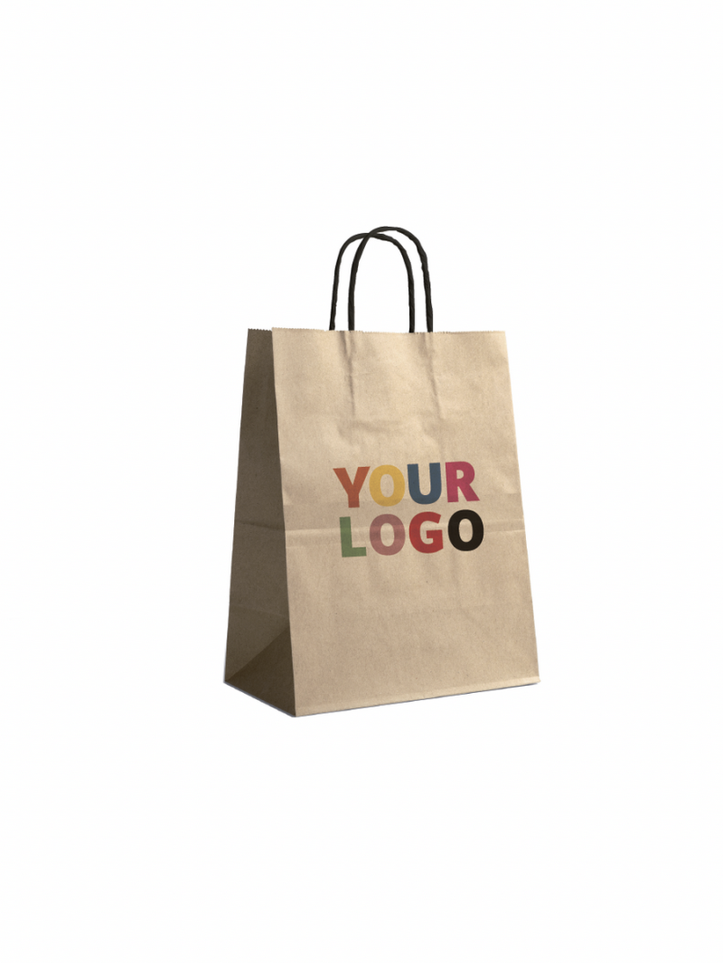 Sac kraft M Poignées Noires – Écolo, Personnalisable & Prêt à l’Envoi!