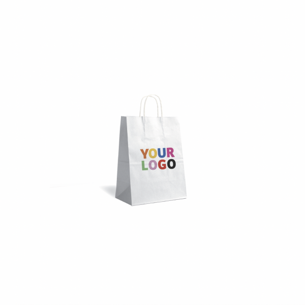 Sac Kraft Blanc Poignées Torsadées S (18x8x22,5cm)