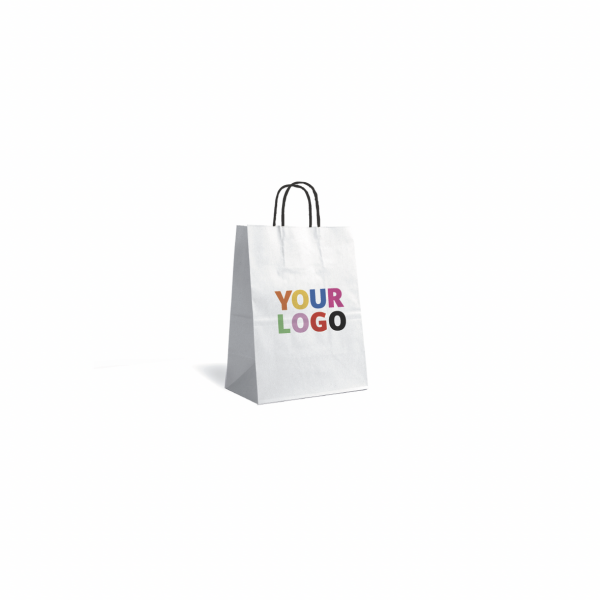 Bolsas con asas torsionadas negras – Blanco – S (18x8x22,5 cm)