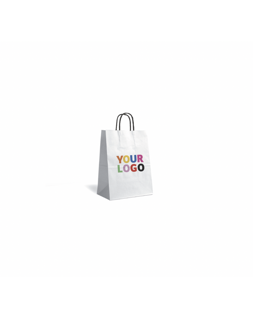 Black Twisted Handle Bags – White – S (18x8x22.5 cm)