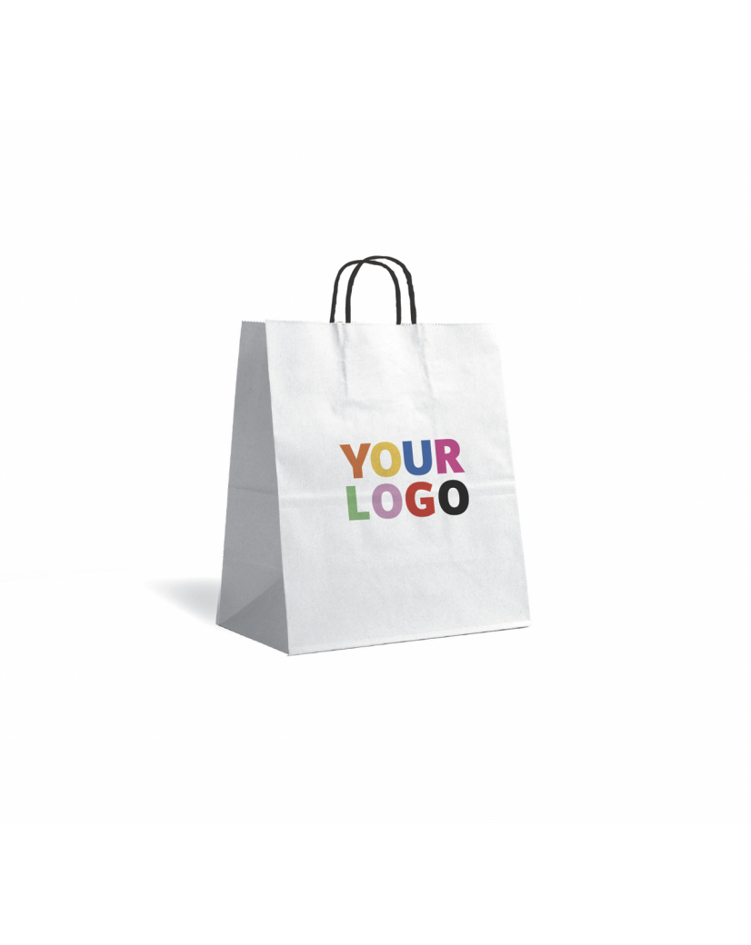 TAS MET ZWART GEDRAAID HANDVAT – WIT L VERTICAAL (32x12x4 1cm)