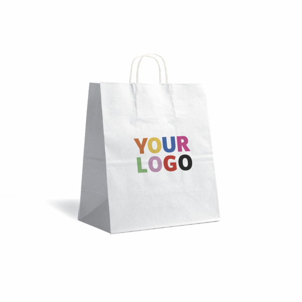 TAS MET GEDRAAID HANDVAT - WIT L VERTIKAAL (32x12x41cm)