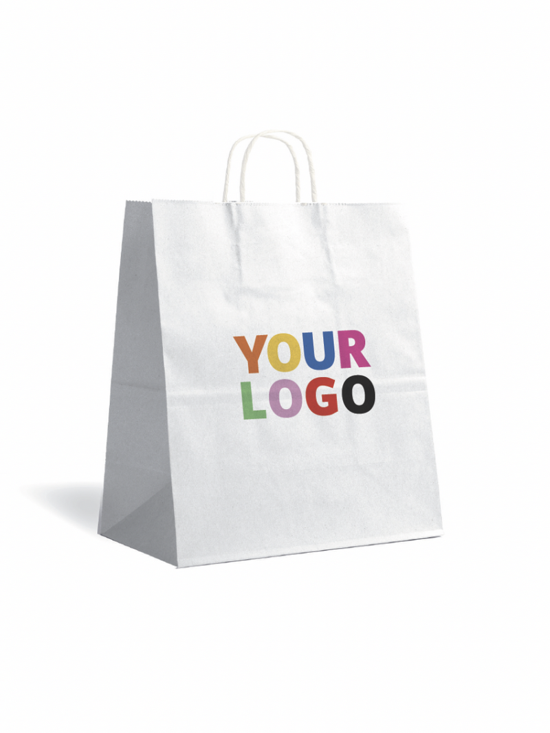 TAS MET GEDRAAID HANDVAT - WIT L VERTIKAAL (32x12x41cm)