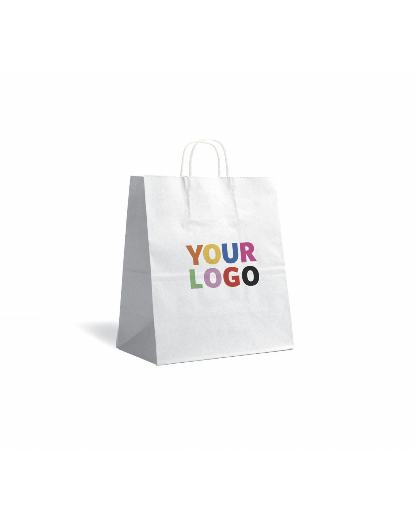 TAS MET GEDRAAID HANDVAT - WIT L VERTIKAAL (32x12x41cm)