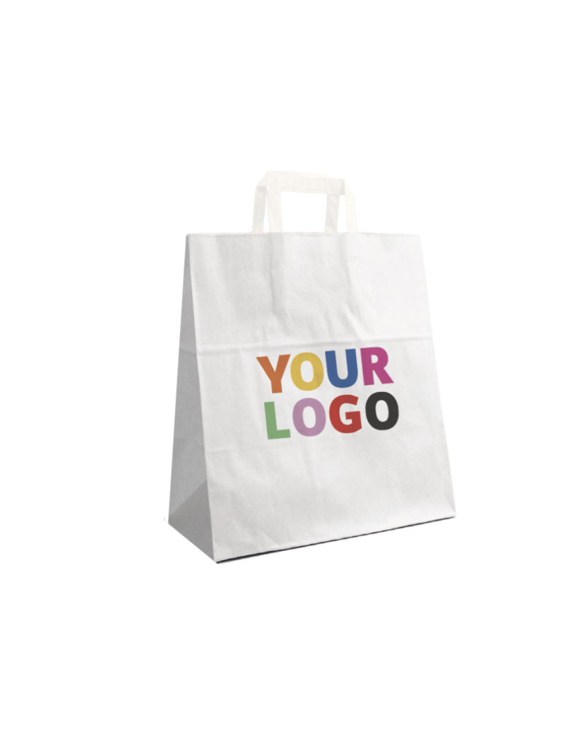 Chronopack Sacs poignées plates papier blanc M