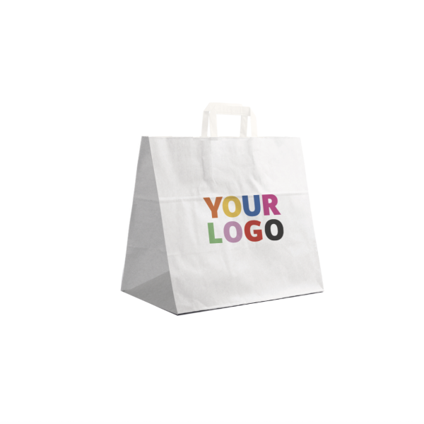 Sacs poignées plates - Blanc SNACK TAKEAWAY (32x21x33cm)