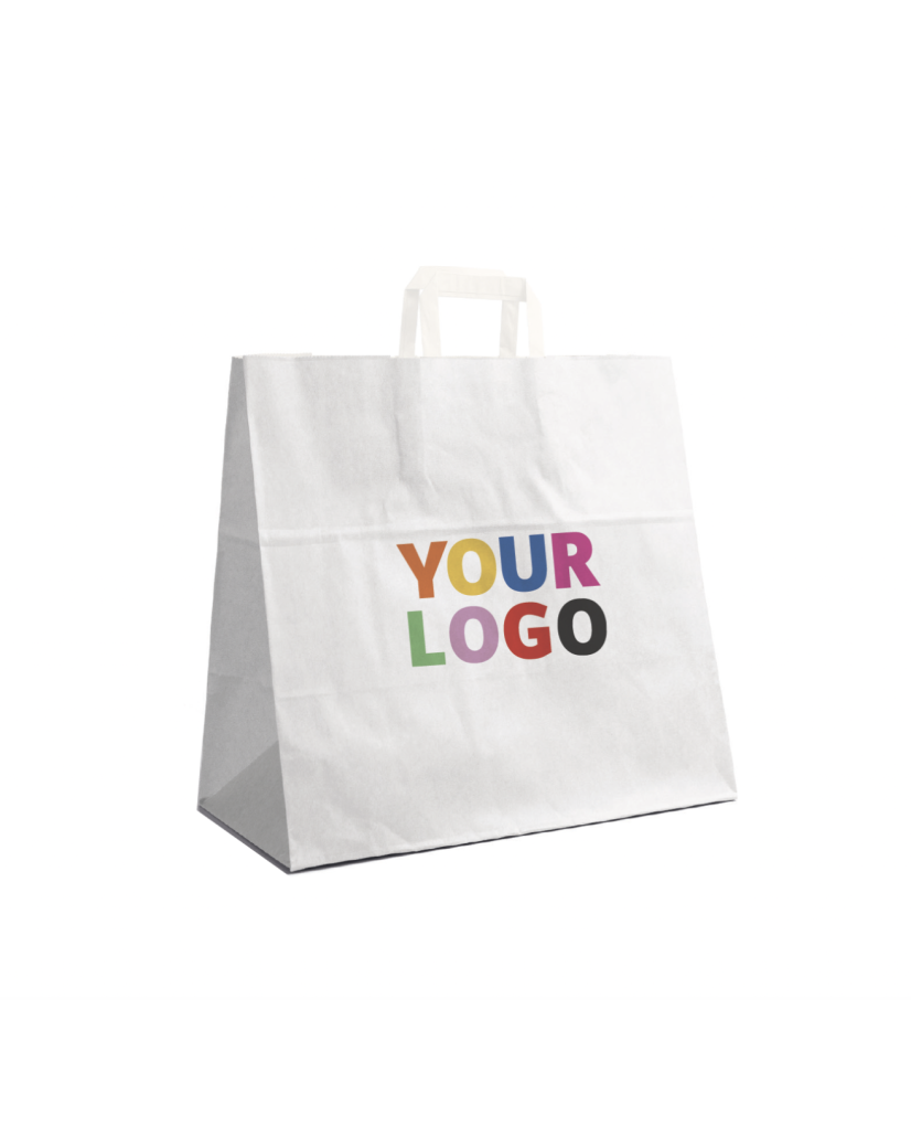 Flat Handle Bags – White XL (44x15x49.5cm)