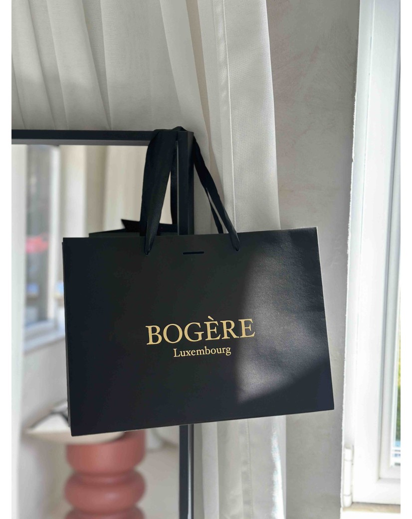 Luxe zwarte papieren tas - Handvat Zwart Lint - M (35x12x25 cm)