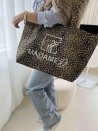 SAC COTON "NANCY" - LÉOPARD DARK 🖤 (43x15x36 cm)